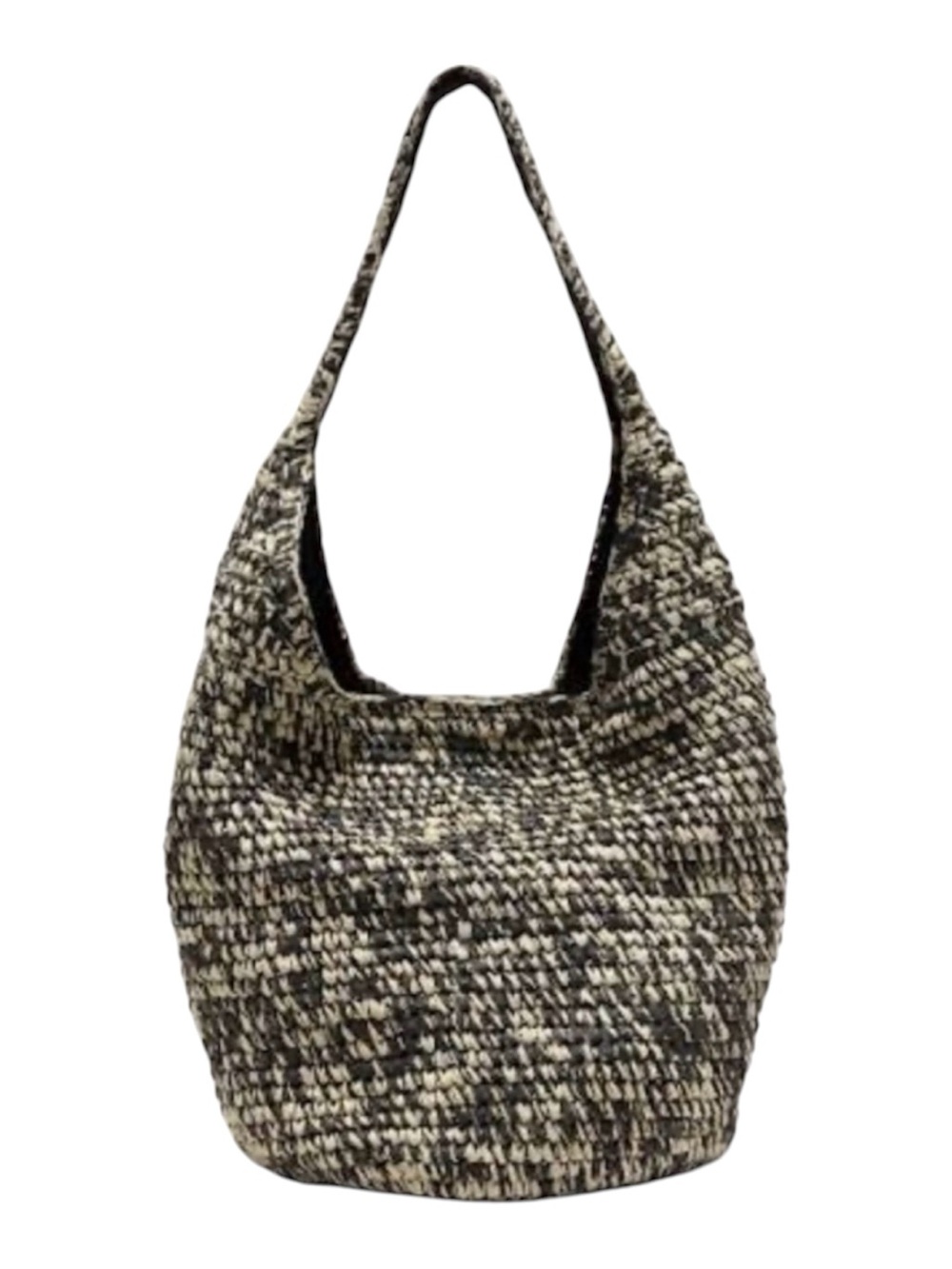 Banana Republic Black & Cream Woven Hobo Shoulder Bag